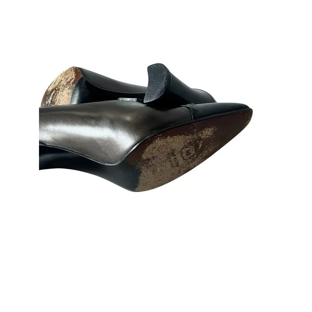 Stuart Weitzman Womens 7.5B Patent Leather Heels‎ Pewter Metallic Braided Pump